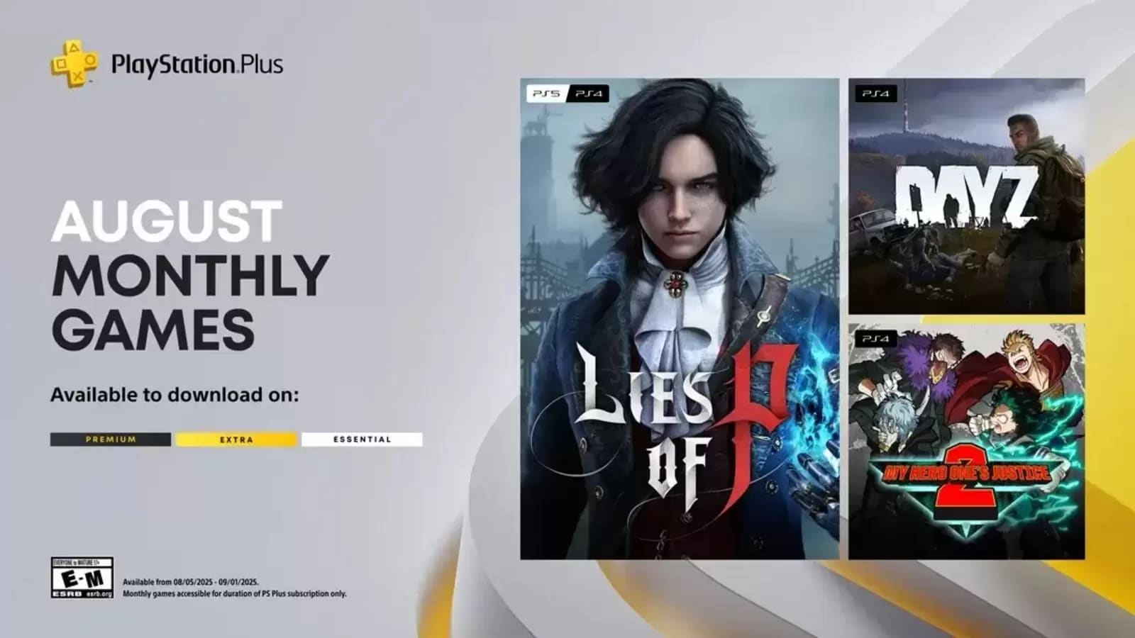 PlayStation Plus reveals August 2025 line-up: Lies of P, DayZ, and My Hero One’s Justice 2